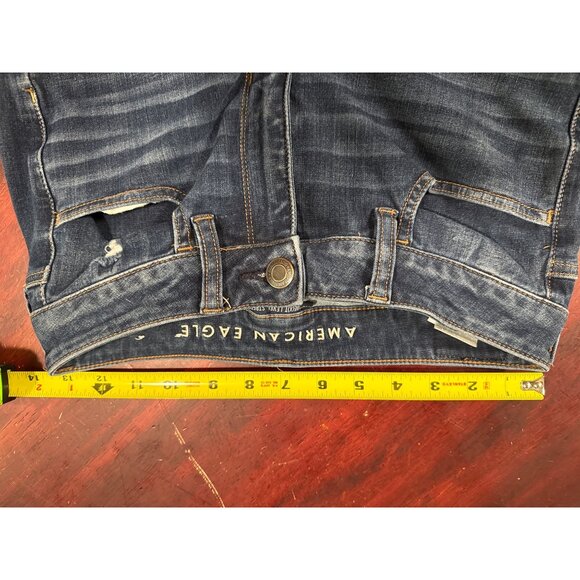 American Eagle Next Level Stretch Distressed Dark Wash High-Rise Jegging Womens - Picture 7 of 9